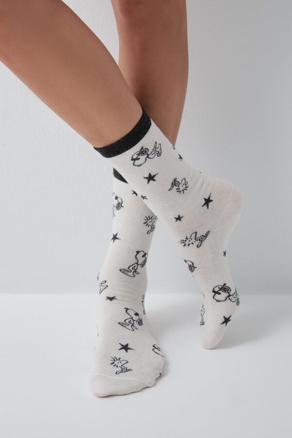 Women'secret Snoopy print 3-pack long socks brown