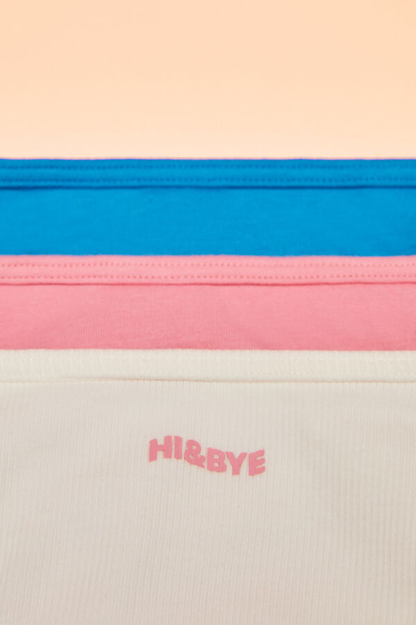 Womensecret 3-pack pink, white and blue cotton Brazilian panties 