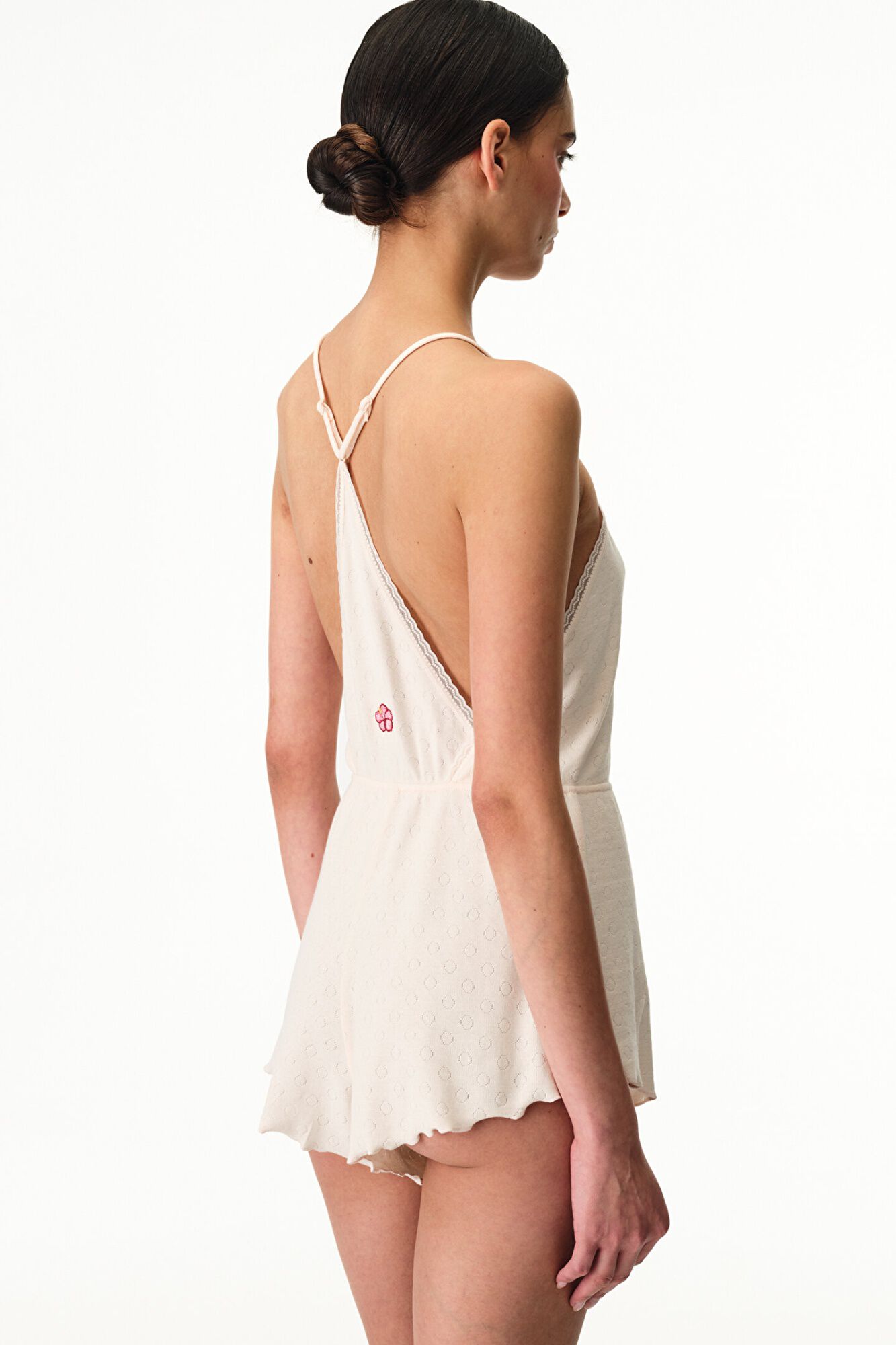 Penti Mono tirantes bordado crudo