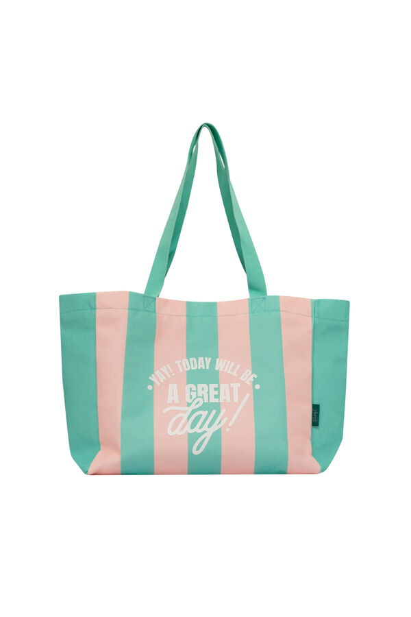 Womensecret Fabric tote bag pink and green  rávasalt mintás
