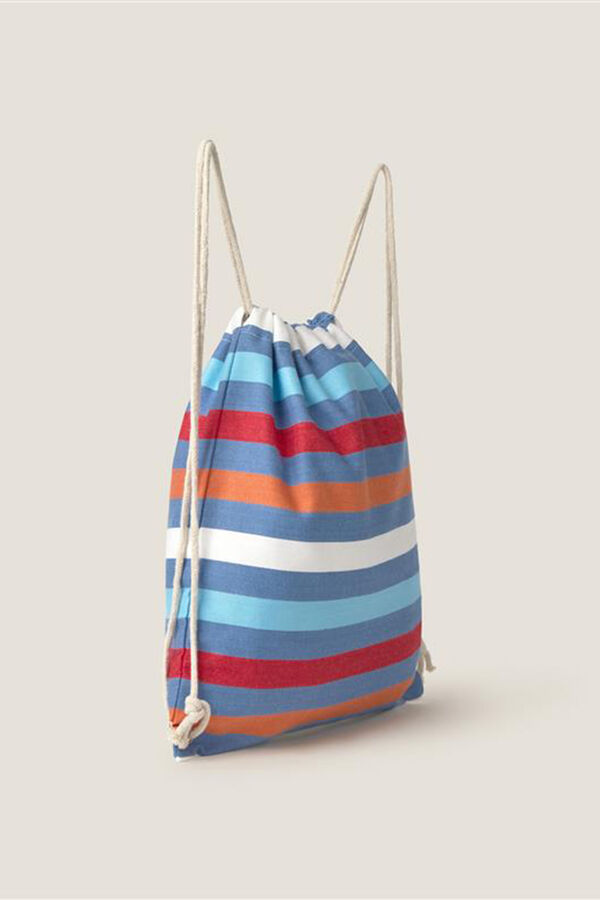 Textura Beigefarbener Kulturbeutel aus Baumwolle mit Print