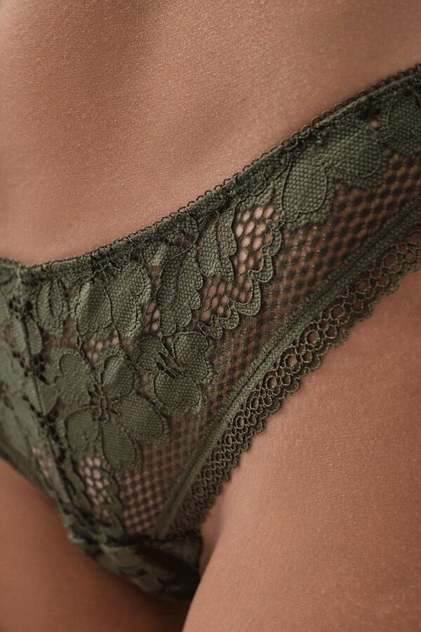 Women'secret Braga cl&aacute;sica encaje verde beige