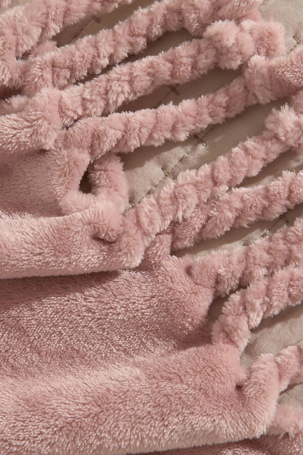 Womensecret Fringed fleece blanket 130 x 170 cm. pink