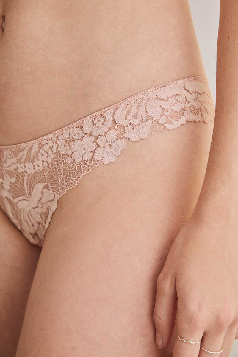 Womensecret Classic pink microfibre and lace panty pink