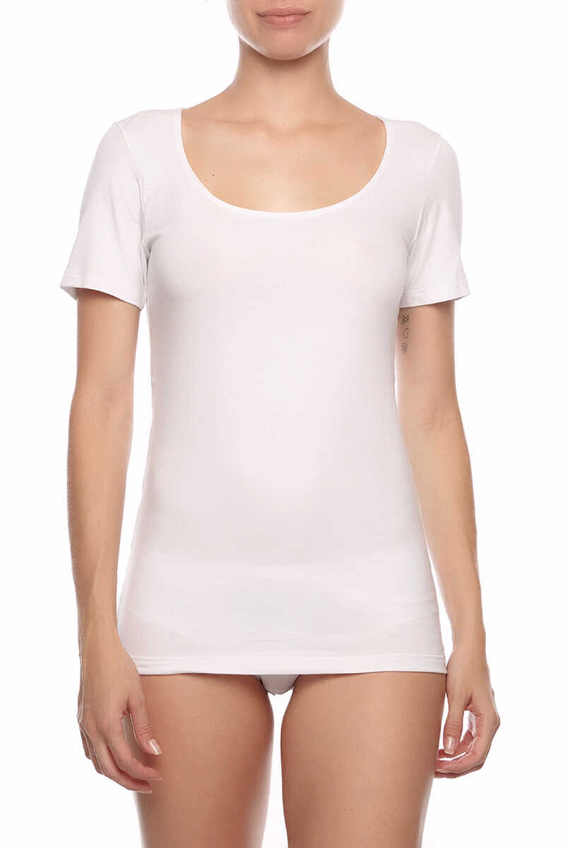Womensecret Women's thermal round neck short-sleeved T-shirt white
