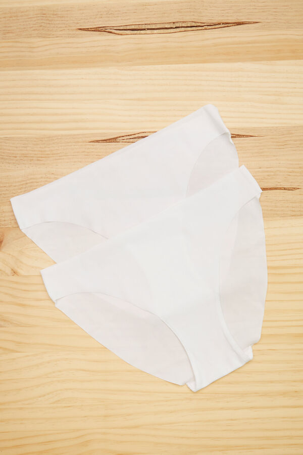 Womensecret Lot de 2 culottes classique en microfibre blanc