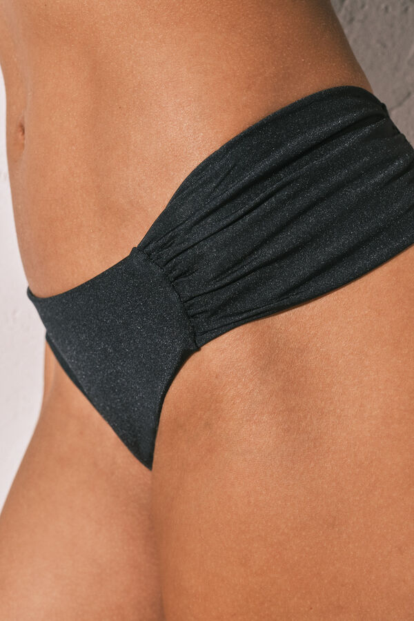 Women'secret Black classic ruched bikini bottoms black