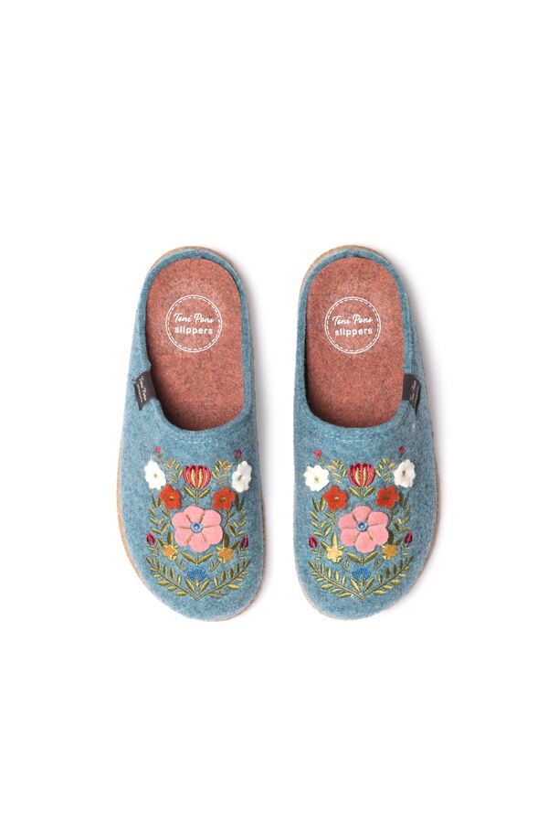 Toni Pons Slippers  en fieltro con flores azul