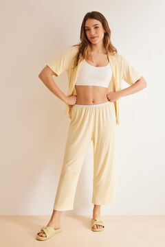 Womensecret Žuta prugasta pidžama na kopcanje Ecovero™ Žuta