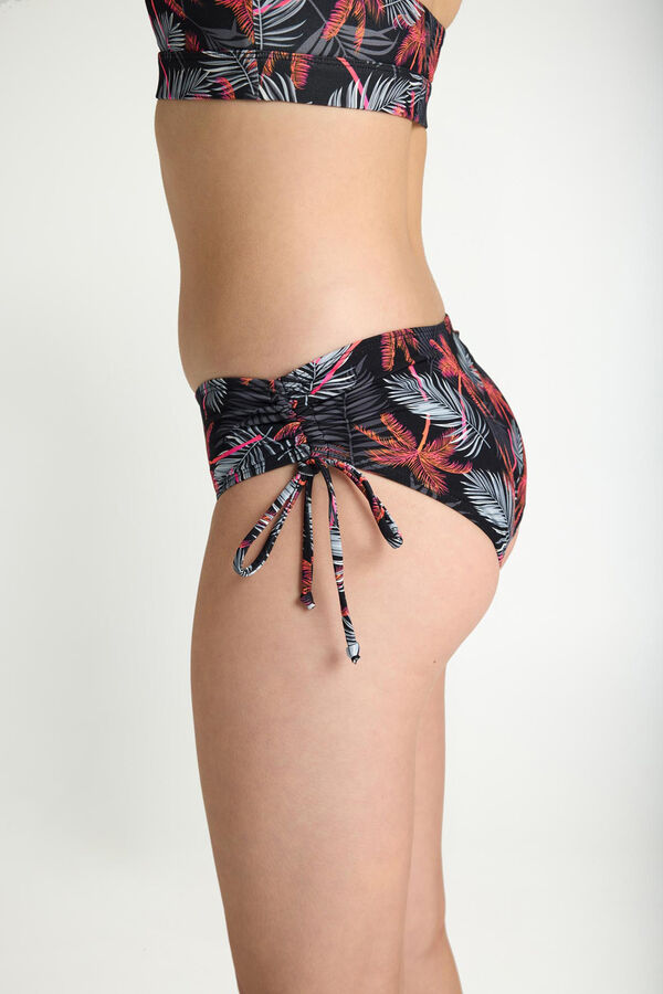 Womensecret Teen's jungle palm black bikini bottoms with ankle ties grey