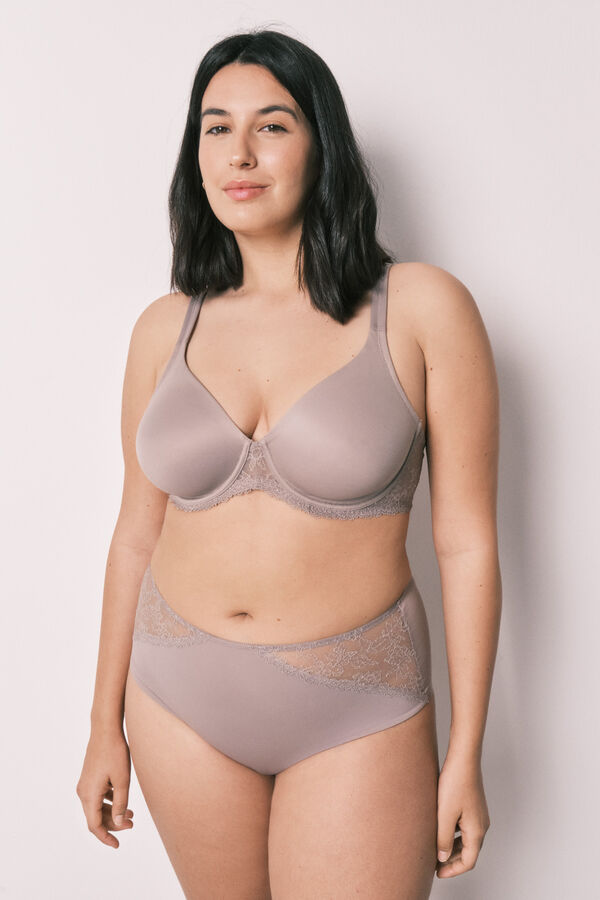 Women'secret Cuecas redutoras altas cinzentas vison