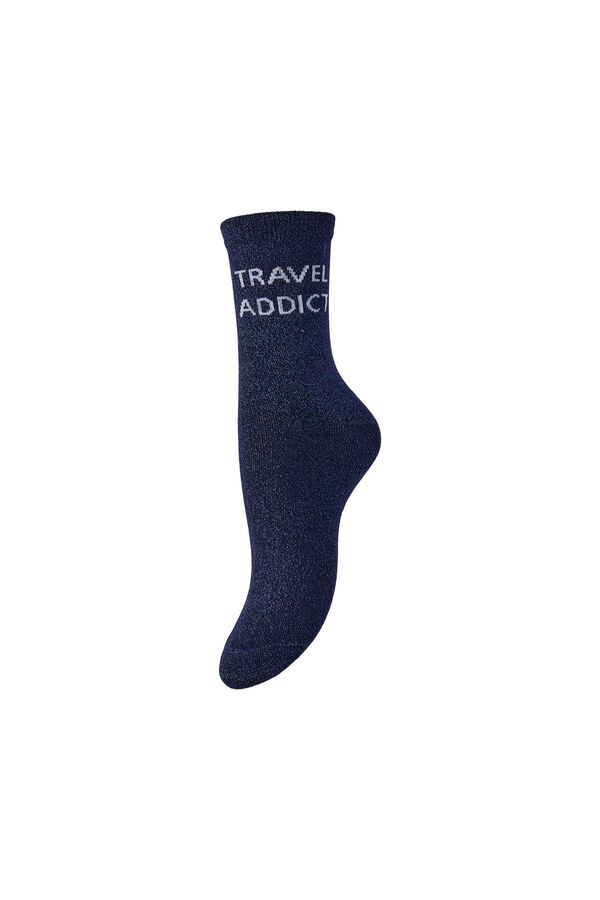 Pieces Lurex print socks blue