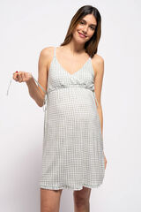 Ohma! Gingham print nursing cami nightgown white
