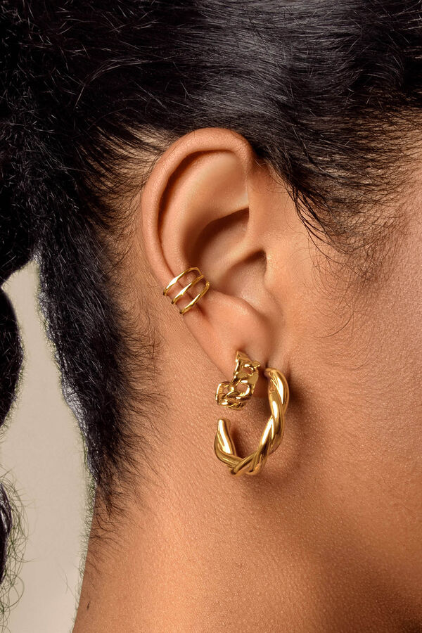 Womensecret Gold chunky link hoop earrings rávasalt mintás