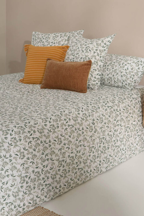 Womensecret Leaf print cotton sheet. For a 135-140 cm bed. fehér