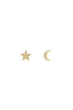 Womensecret Ohrringe Moon & Star Gold mit Print