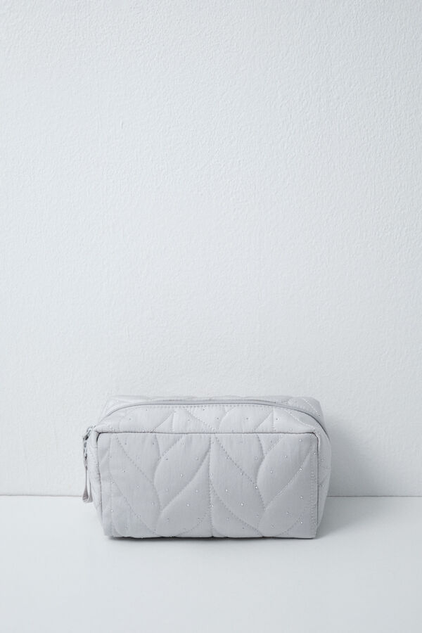 Women'secret Trousse de toilette portefeuille matelass&eacute;e grise gris