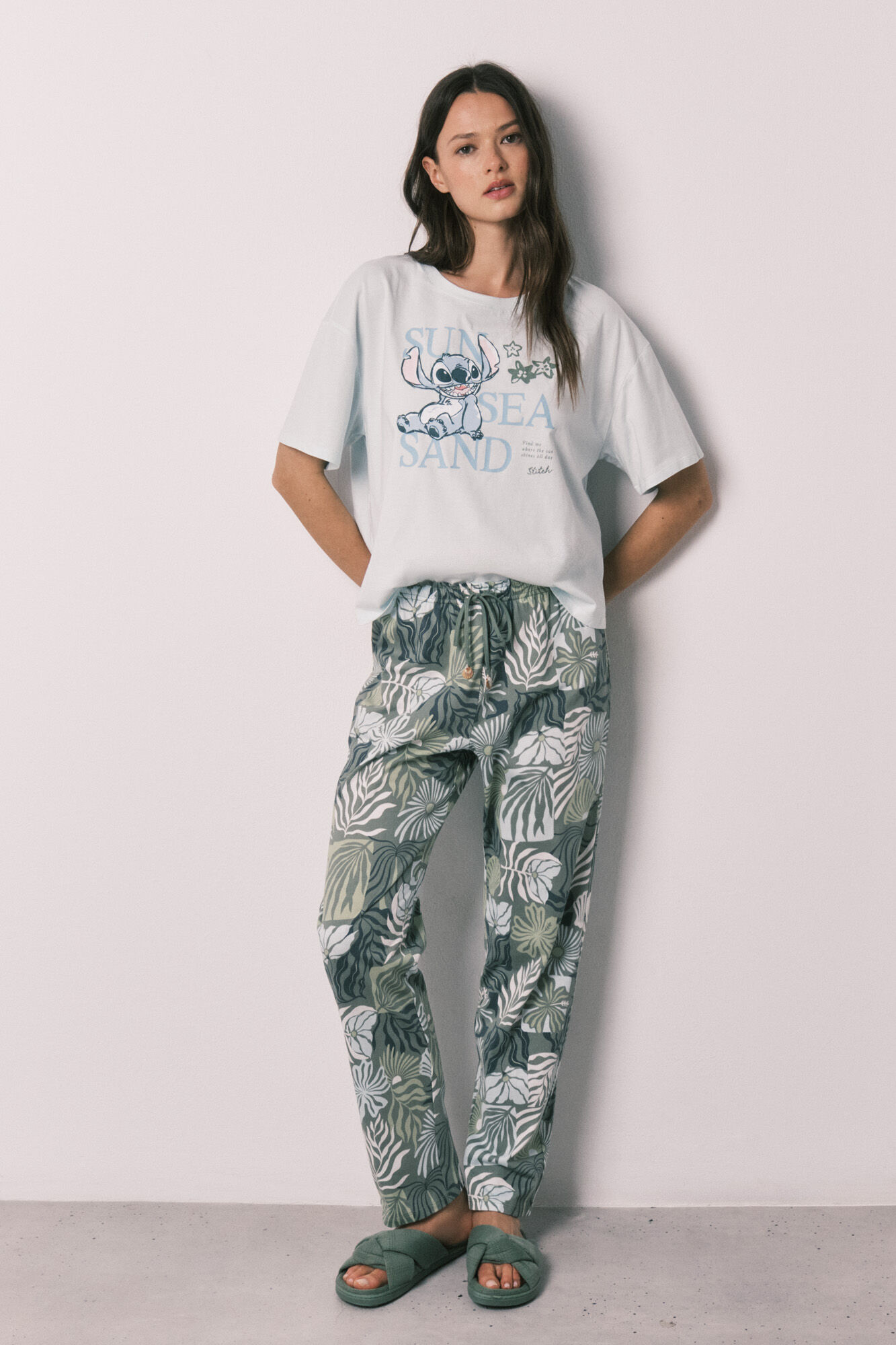 Women'secret Pijama largo manga corta Stitch estampado