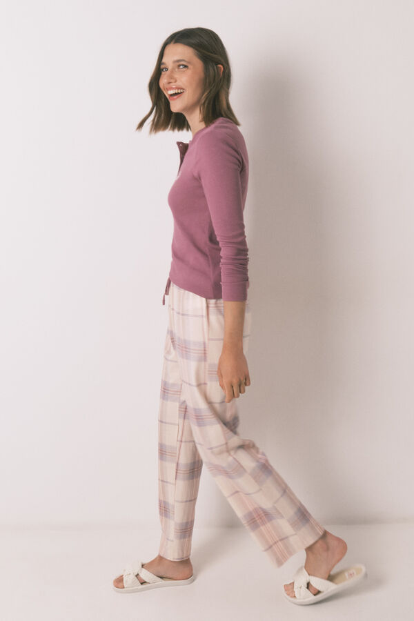 Women'secret Long pyjamas with pink checkered print pink