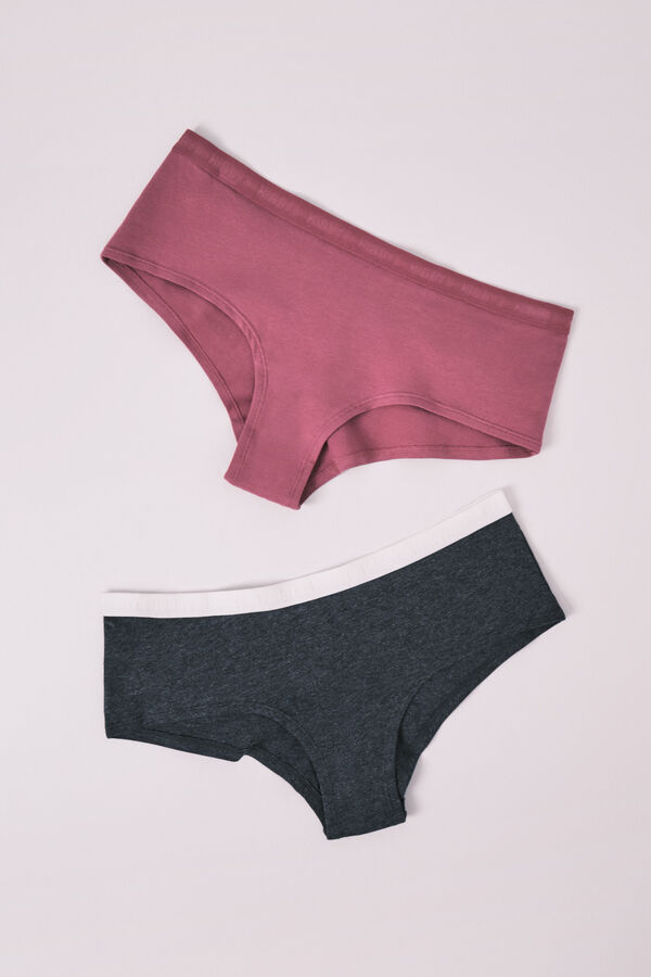 HI&BYE Pink cotton 2-pack culottes panties pink