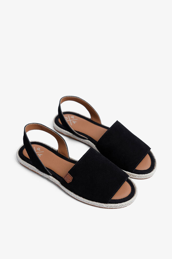 Popa Razo split leather flat sandal black