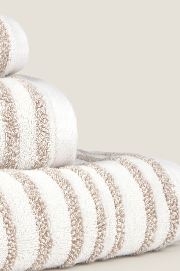 Textura Gepr&auml;gtes, Streifen Frotteehandtuch Grau