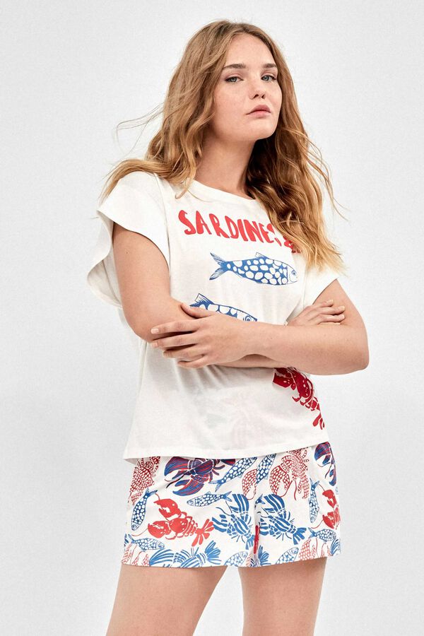 Gisela Pijama estampado marino blanco