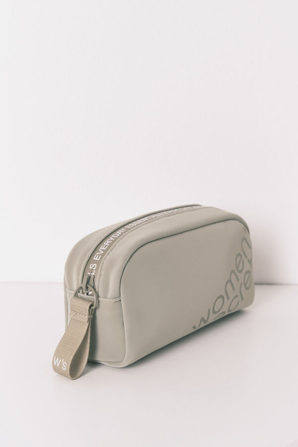 Women'secret Small metallic khaki rubber vanity case kaki