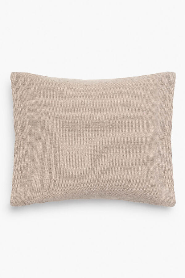 Calma House Funda de coj&iacute;n cuadrada a rayas beige con botones Sorento amarillo