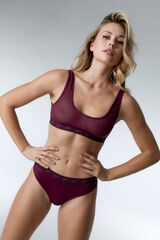 Black Limba Burgundy mesh Brazilian panty printed