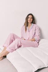 Women'secret Pink cotton striped long classic pyjamas pink