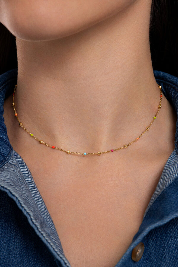 Womensecret Dots L Enamel Colours gold-plated steel necklace Žuta