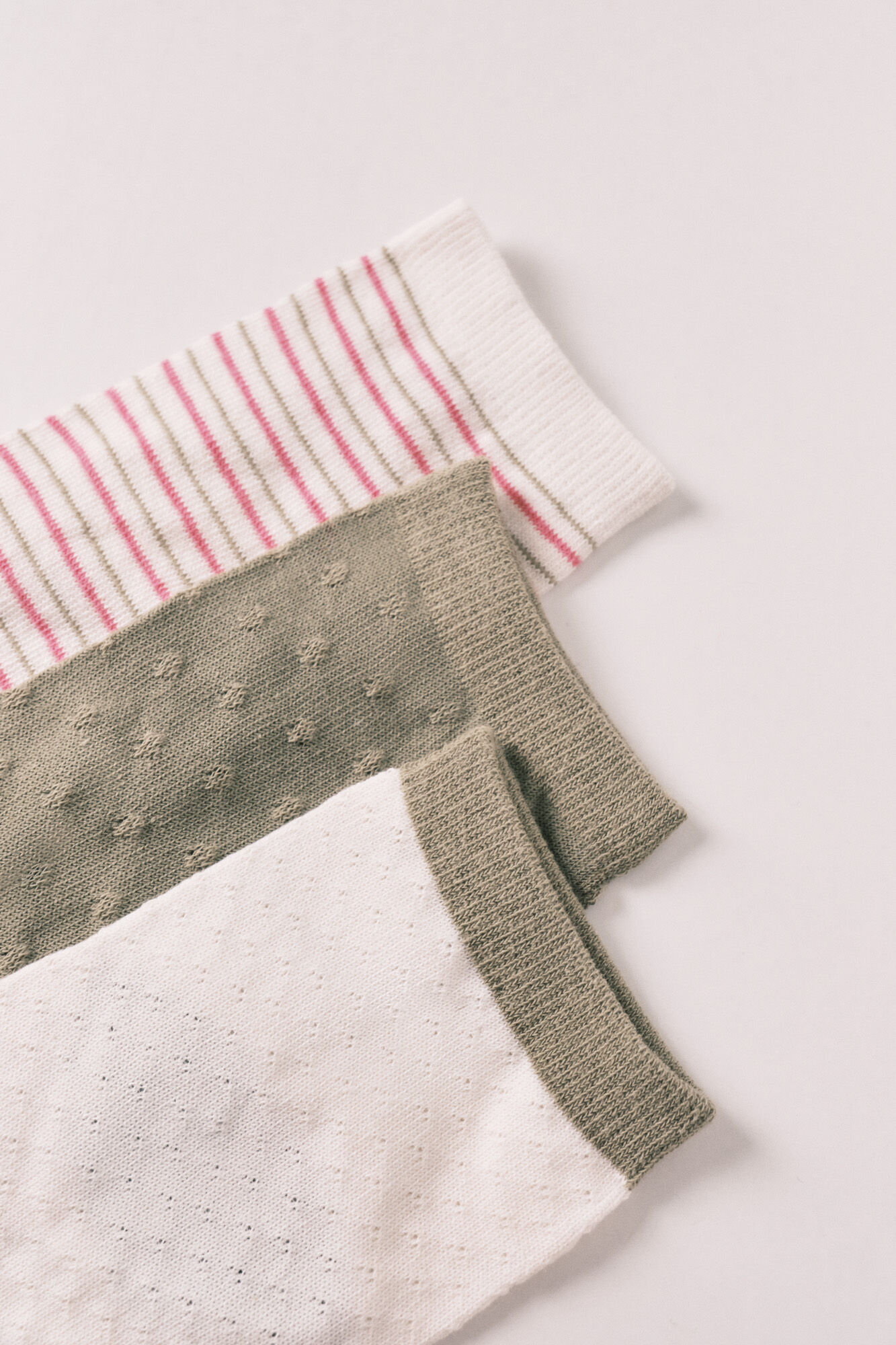 Women'secret Pack 3 calcetines cortos estampado y textura rosa