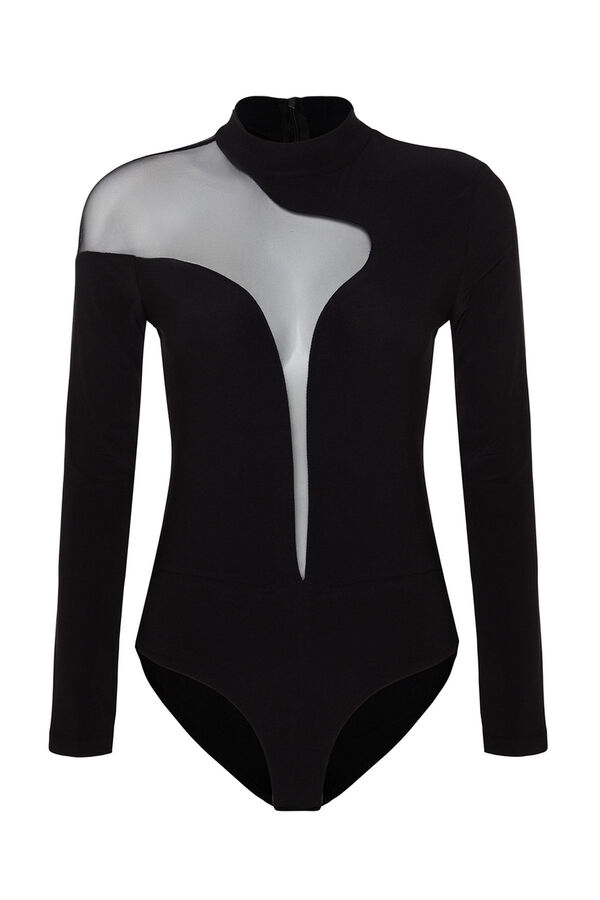 Trendyol Black transparent tulle body with details  Schwarz