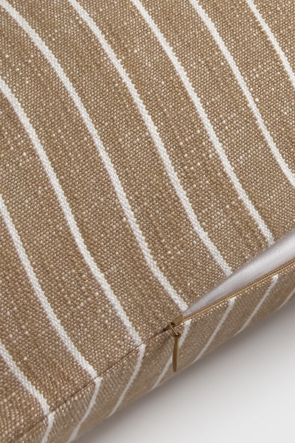 Textura Striped cotton cushion case nude