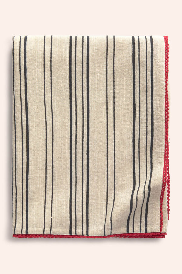 Calma House Leucate striped cotton tablecloth blue