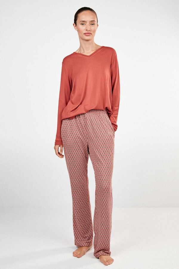 Gisela Long pyjamas with T-shirt red