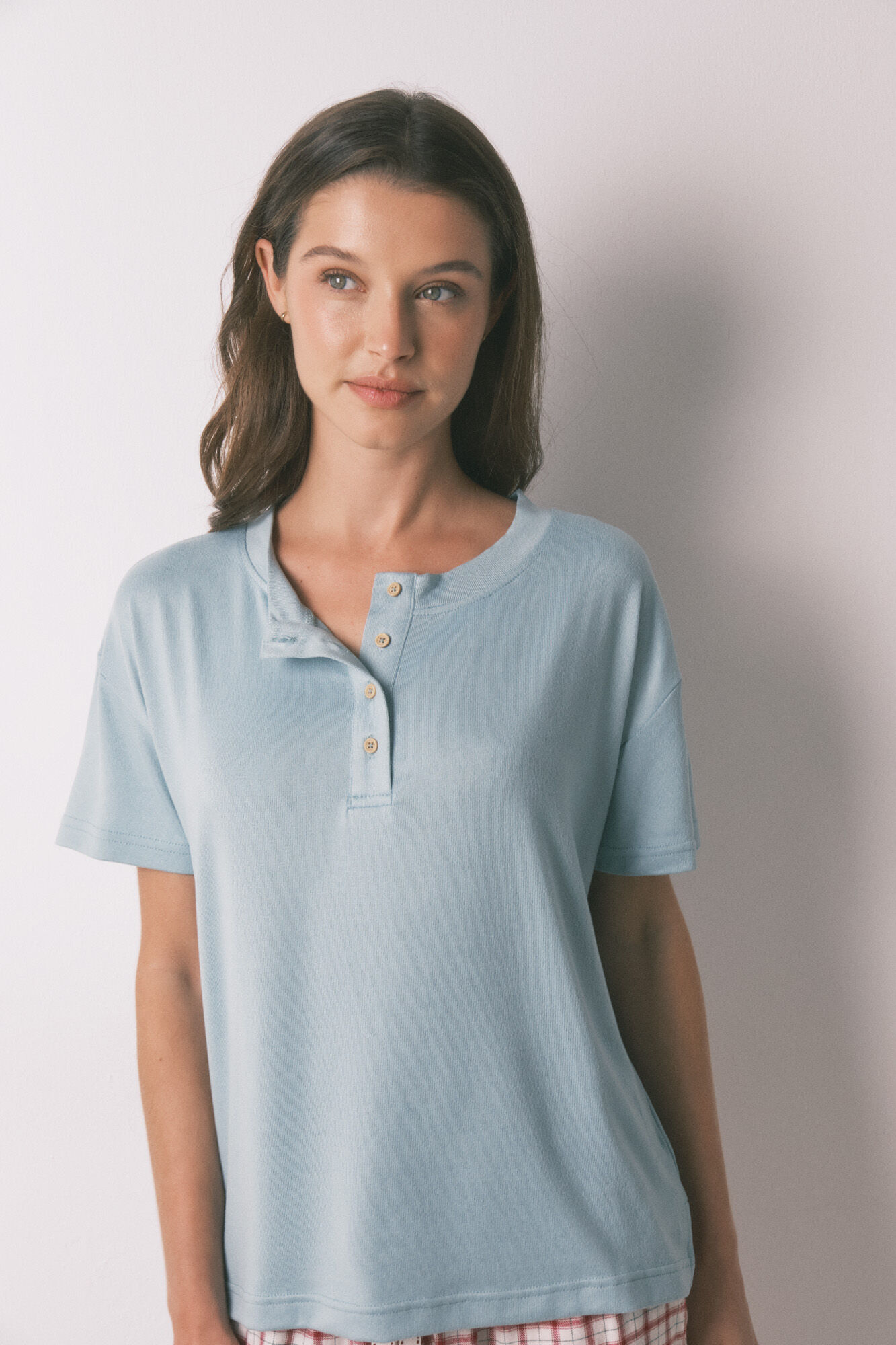 Women'secret Blue suede short sleeve jersey-knit T-shirt