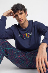 Admas Pijama largo cuadros Mickey para hombre azul