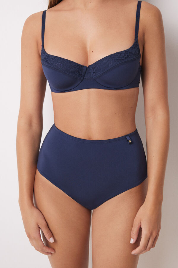 Womensecret Slip haut classique en microfibre bleu foncé bleu