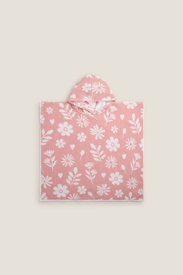Womensecret Floral poncho towel rózsaszín