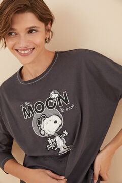 Womensecret Pijama largo 100% algodón Snoopy Moon gris