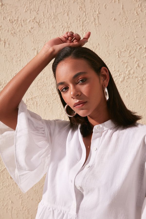 Trendyol Vestido corto camisero volantes blanco