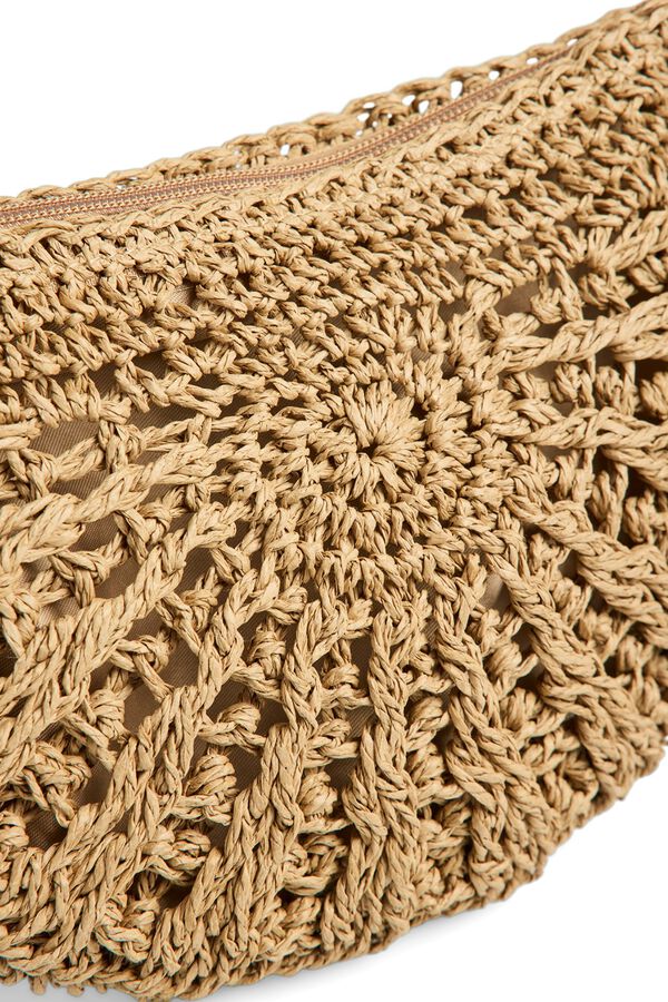 Pieces Paperstraw-Tasche mit Rei&szlig;verschluss Nude