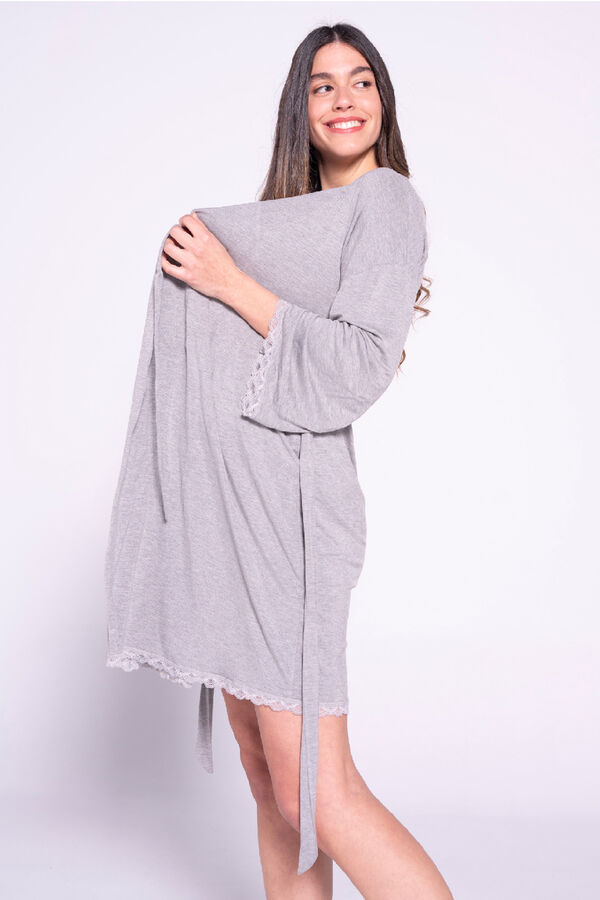 Womensecret Maternity robe with lace on bottom grey
