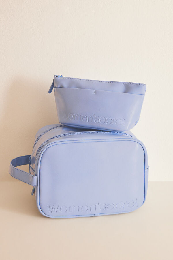 Womensecret Grande trousse de toilette cuir verni bleue bleu