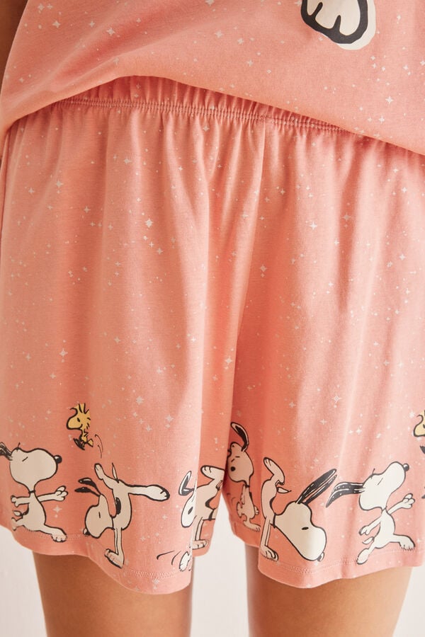 Womensecret Snoopy rózsaszín 100% pamut rövid pizsama rózsaszín
