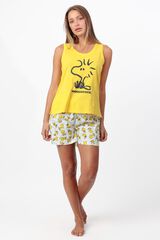 Admas Pijama corto tirantes Snoopy Woodstock amarillo