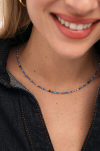 Singularu Blauer Glam-Halskette aus Edelstahl vergoldet