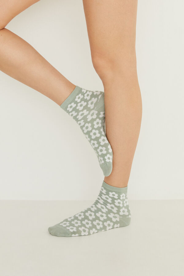 Womensecret Virágmintás zoknik, 3 pár egy csomagban rávasalt mintás
